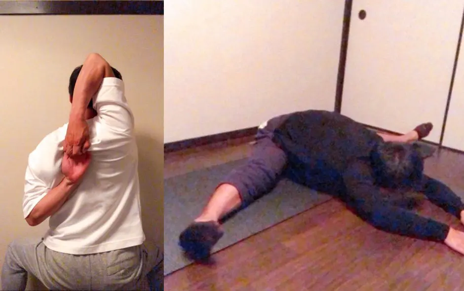 背中握手と左右開脚